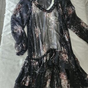 Elizabeth and James Black and Pink Floral Dress